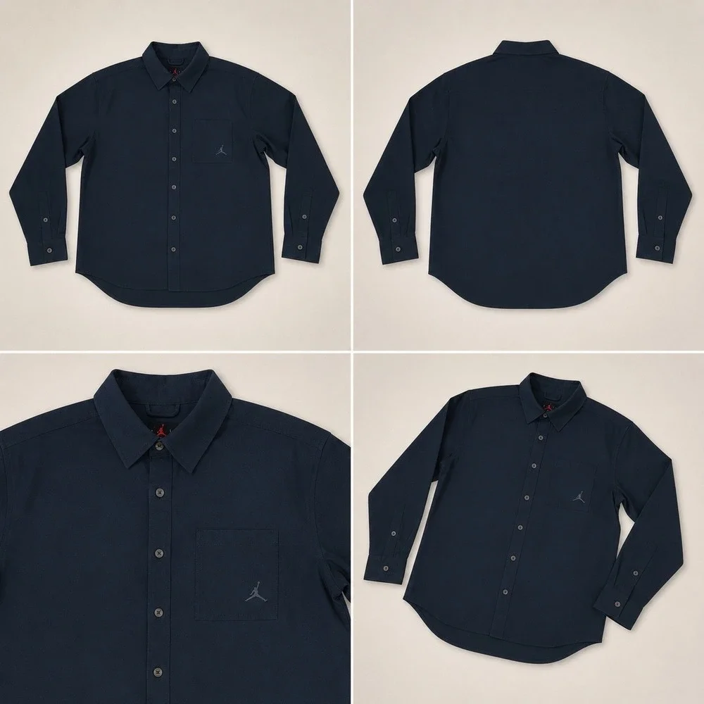 Nike Jordan Essentials Mens Button Down Shirt Black FV7446-010 Medium NWT